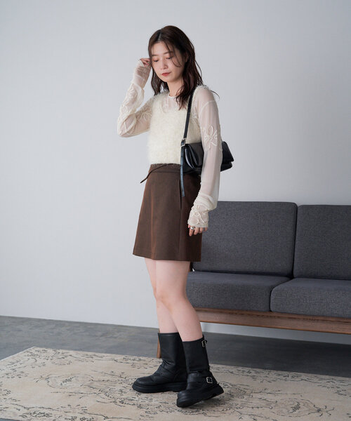 Kastane(カスタネ)の「【セットアップ対応】フレンチツイルミニスカート(スカート・レディース・グレー/ブラウン・FREE)」の11枚目の写真