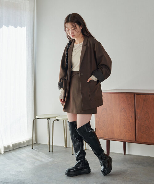 Kastane(カスタネ)の「【セットアップ対応】フレンチツイルミニスカート(スカート・レディース・グレー/ブラウン・FREE)」の14枚目の写真