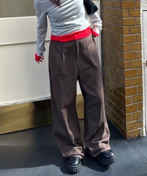 nemne store(ネンネストア)の「【keel】ツイルタックバギーパンツ(その他パンツ・レディース・ブラウン/オフホワイト・MEDIUM/SMALL)」の8枚目の写真