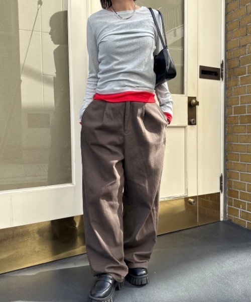 nemne store(ネンネストア)の「【keel】ツイルタックバギーパンツ(その他パンツ・レディース・ブラウン/オフホワイト・MEDIUM/SMALL)」の13枚目の写真