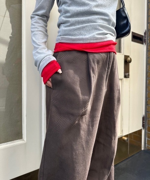 nemne store(ネンネストア)の「【keel】ツイルタックバギーパンツ(その他パンツ・レディース・ブラウン/オフホワイト・MEDIUM/SMALL)」の4枚目の写真