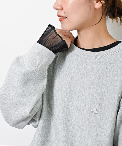 JOURNAL STANDARD relume(ジャーナルスタンダード レリューム)の「オーガンジーカフスクルーネックTEE(Tシャツ/カットソー・レディース・ブラック/ホワイト・FREE)」の2枚目の写真