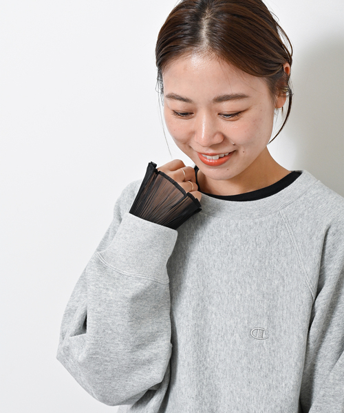 JOURNAL STANDARD relume(ジャーナルスタンダード レリューム)の「オーガンジーカフスクルーネックTEE(Tシャツ/カットソー・レディース・ブラック/ホワイト・FREE)」の15枚目の写真