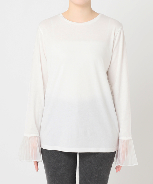 JOURNAL STANDARD relume(ジャーナルスタンダード レリューム)の「オーガンジーカフスクルーネックTEE(Tシャツ/カットソー・レディース・ブラック/ホワイト・FREE)」の7枚目の写真