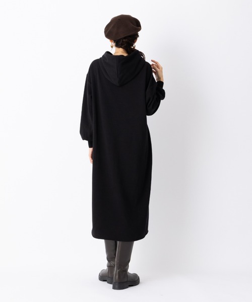 aunt lily（アントリリー）の「あったか裏起毛フード付きワンピース きれいめ リラックス ワンピ ポケット（ワンピース・レディース・ブラック/モカ/ボルドー・L～LL/LL/L/S/M）」の6枚目の写真