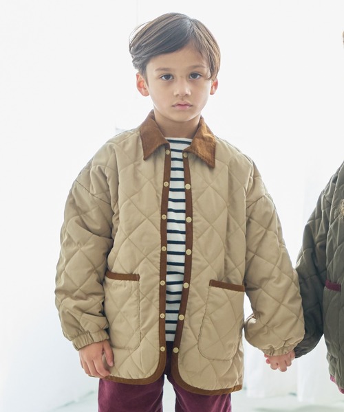 BIG FIELD（ビッグフィールド）の「ダイヤキルトジャケット（ブルゾン・キッズ・レッド/ベージュ/ブラック/オリーブ・80/90/95/100/110/120/130/140/150）」の3枚目の写真