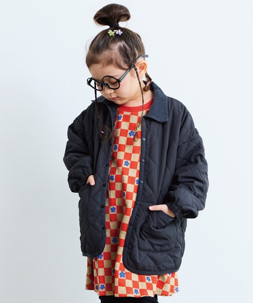 BIG FIELD（ビッグフィールド）の「ダイヤキルトジャケット（ブルゾン・キッズ・レッド/ベージュ/ブラック/オリーブ・80/90/95/100/110/120/130/140/150）」の2枚目の写真