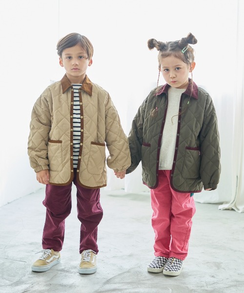 BIG FIELD（ビッグフィールド）の「ダイヤキルトジャケット（ブルゾン・キッズ・レッド/ベージュ/ブラック/オリーブ・80/90/95/100/110/120/130/140/150）」の17枚目の写真