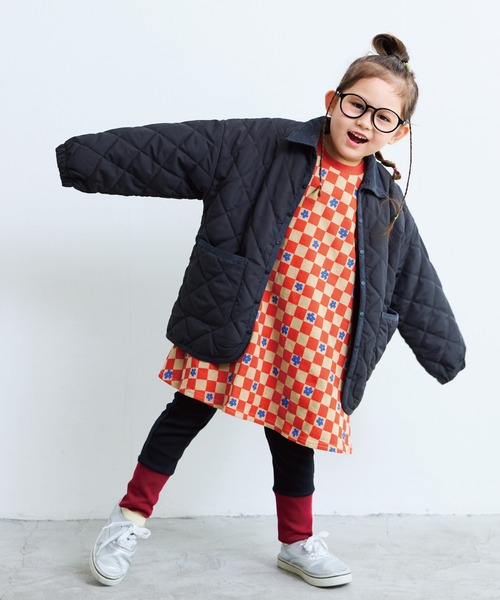 BIG FIELD（ビッグフィールド）の「ダイヤキルトジャケット（ブルゾン・キッズ・レッド/ベージュ/ブラック/オリーブ・80/90/95/100/110/120/130/140/150）」の8枚目の写真