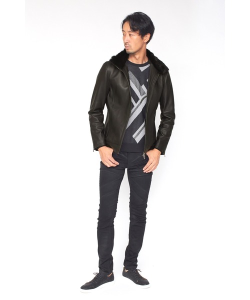 HIGH STREET（ハイストリート）の「HIGH STREET∴ラビットファーカラーラムレザースタンドブルゾン（ブルゾン・メンズ・ブラック・M/L/S）」の20枚目の写真