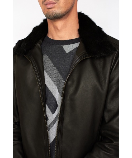 HIGH STREET（ハイストリート）の「HIGH STREET∴ラビットファーカラーラムレザースタンドブルゾン（ブルゾン・メンズ・ブラック・M/L/S）」の17枚目の写真