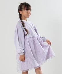 ◆【110-140cm】ハートチュール使いドッキングワンピース