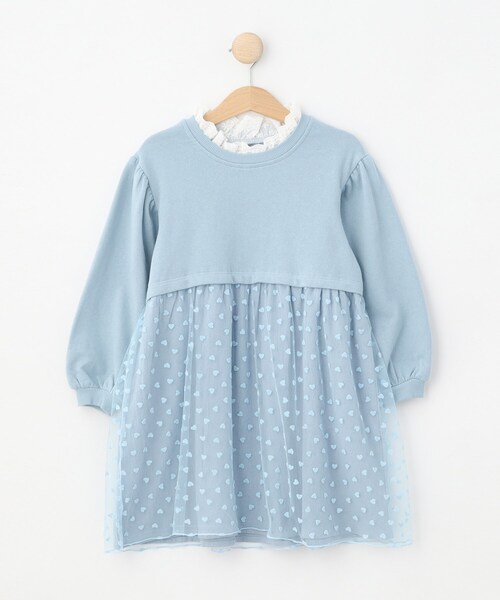 SHOO・LA・RUE(シューラルー)の「◆【110-140cm】ハートチュール使いドッキングワンピース(ワンピース・キッズ・サックスブルー/パープル・11/12/13/14)」の2枚目の写真