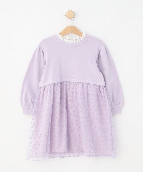 SHOO・LA・RUE(シューラルー)の「◆【110-140cm】ハートチュール使いドッキングワンピース(ワンピース・キッズ・サックスブルー/パープル・11/12/13/14)」の3枚目の写真