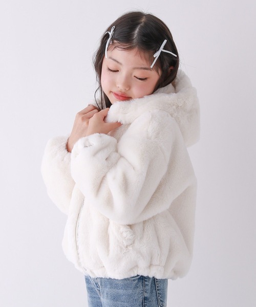 10C REPIPI（ジューシーレピピ）の「【10C REPIPI】洗えるモコモコファーパーカー（その他アウター・キッズ・チャコールグレー/アイボリー/モカ・120cm/130cm/110cm）」の5枚目の写真