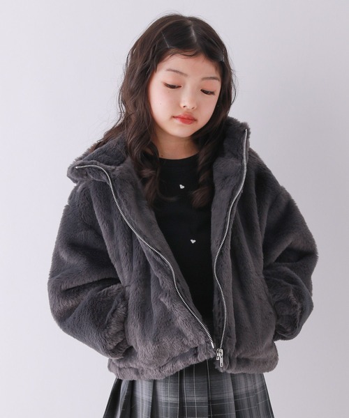 10C REPIPI（ジューシーレピピ）の「【10C REPIPI】洗えるモコモコファーパーカー（その他アウター・キッズ・チャコールグレー/アイボリー/モカ・120cm/130cm/110cm）」の8枚目の写真