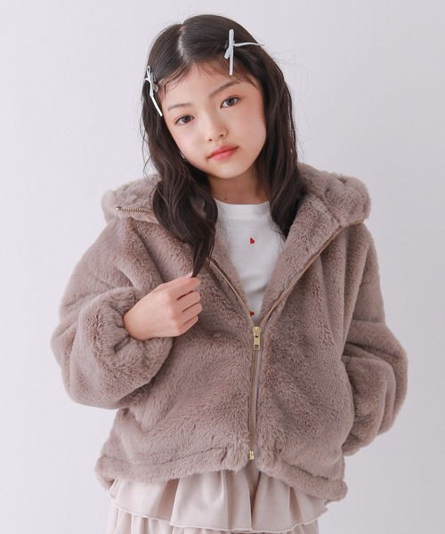 10C REPIPI（ジューシーレピピ）の「【10C REPIPI】洗えるモコモコファーパーカー（その他アウター・キッズ・チャコールグレー/アイボリー/モカ・120cm/130cm/110cm）」の12枚目の写真