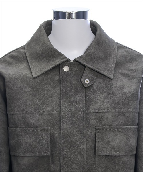 clear（クリア）の「アンティークレザーショート丈ブルゾン [ヴィンテージ オーバーサイズ 大人カジュアル]≪2024AW新作≫（ブルゾン・レディース・グレー/ブラウン・F）」の12枚目の写真