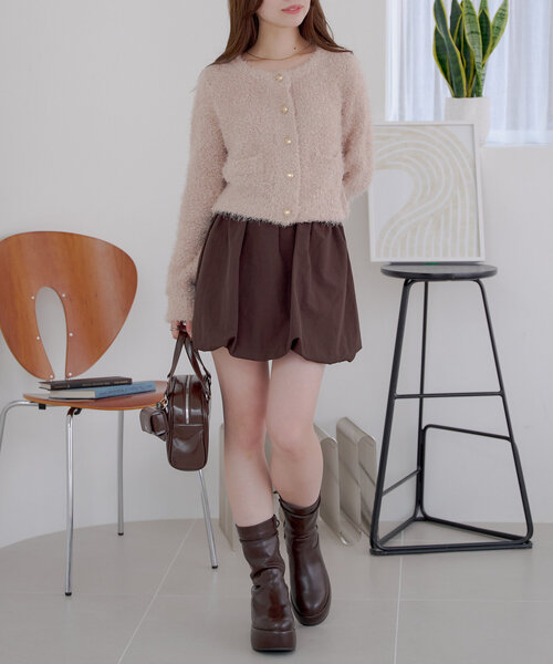 セール】【セットアップ対応】ラメシャギー金釦コンパクト長袖