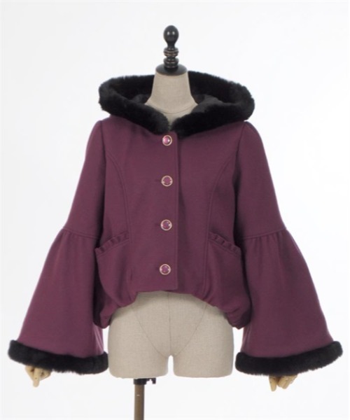 axes femme POETIQUE（アクシーズファムポエティック）の「ベルスリーブフード付コート（その他アウター・レディース・キナリ/パープル/ブラック・MEDIUM）」の6枚目の写真