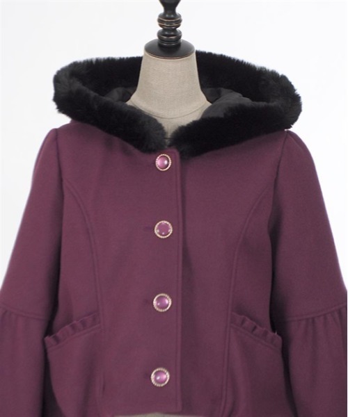 axes femme POETIQUE（アクシーズファムポエティック）の「ベルスリーブフード付コート（その他アウター・レディース・キナリ/パープル/ブラック・MEDIUM）」の9枚目の写真