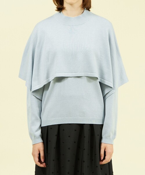 MACKINTOSH PHILOSOPHY（ﾏｯｷﾝﾄｯｼｭ ﾌｨﾛｿﾌｨｰ）の「ケープコンビニット（ニット/セーター・レディース・ライトブルー/ダークネイビー/ホワイト系その他・38）」の10枚目の写真