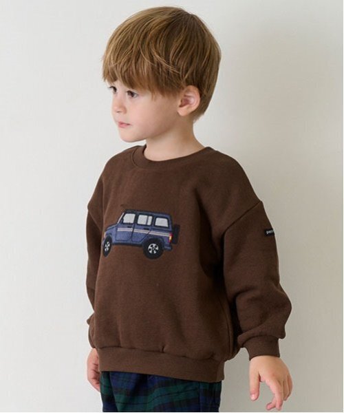 petit main（プティマイン）の「車アップリケトレーナー（スウェット・キッズ・モカ/ダークパープル/ホワイト系その他・80ｃｍ/90cm/110cm/100cm/120cm/130cm）」の4枚目の写真