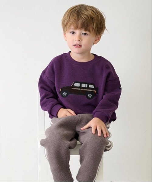 petit main（プティマイン）の「車アップリケトレーナー（スウェット・キッズ・モカ/ダークパープル/ホワイト系その他・80ｃｍ/90cm/110cm/100cm/120cm/130cm）」の8枚目の写真