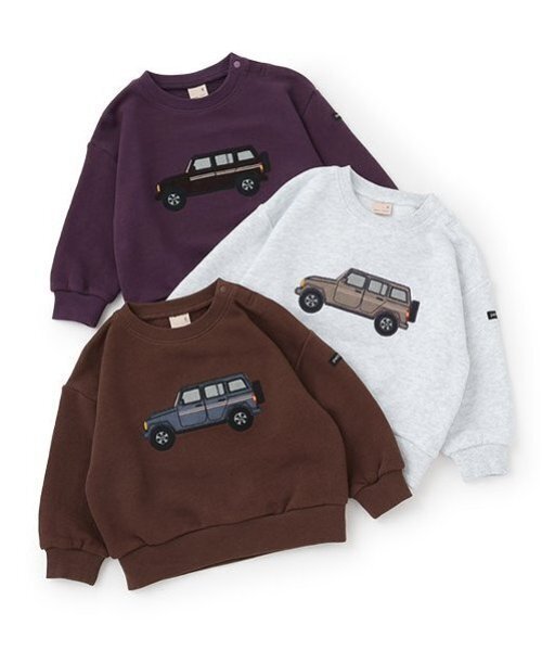 petit main（プティマイン）の「車アップリケトレーナー（スウェット・キッズ・モカ/ダークパープル/ホワイト系その他・80ｃｍ/90cm/110cm/100cm/120cm/130cm）」の16枚目の写真