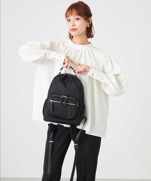MONICA(モニカ)の「13ポケットナイロンリュック SMALL(バックパック/リュック・レディース・ブラック/ベージュ/ネイビー・FREE)」の9枚目の写真