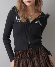 SPINNS | ファーフードWジップニット(ニット/セーター)