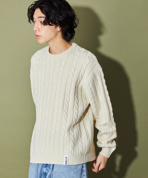 CITEN(シテン)の「<CITEN>エッセンシャルケーブルニット(ニット/セーター・メンズ・ダークグレー/ネイビー/ワインレッド/オフホワイト・M/L)」の5枚目の写真