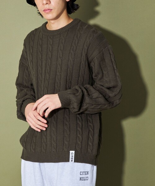 CITEN(シテン)の「<CITEN>エッセンシャルケーブルニット(ニット/セーター・メンズ・ダークグレー/ネイビー/ワインレッド/オフホワイト・M/L)」の7枚目の写真