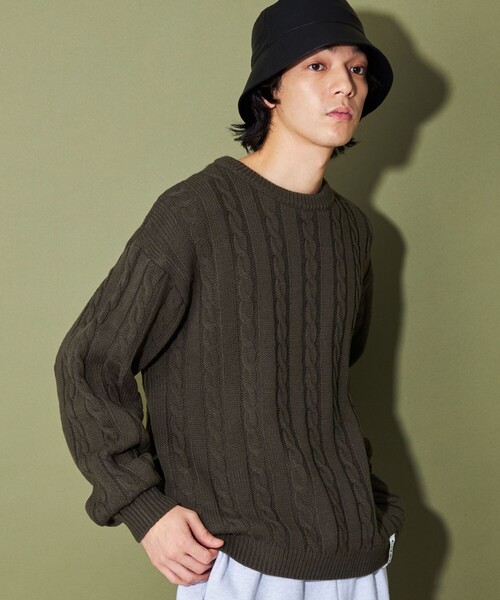 CITEN(シテン)の「<CITEN>エッセンシャルケーブルニット(ニット/セーター・メンズ・ダークグレー/ネイビー/ワインレッド/オフホワイト・M/L)」の8枚目の写真