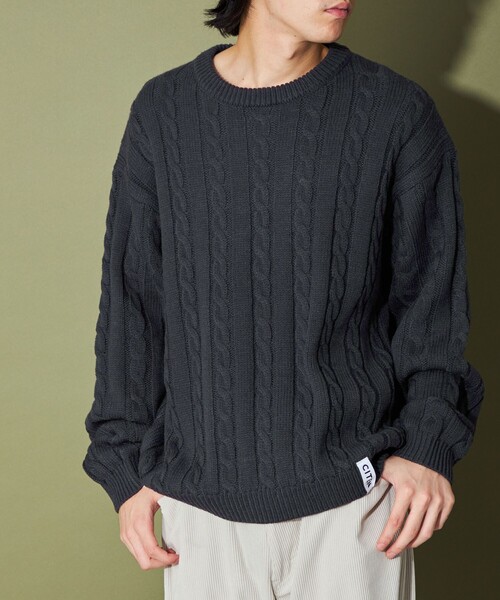 CITEN(シテン)の「<CITEN>エッセンシャルケーブルニット(ニット/セーター・メンズ・ダークグレー/ネイビー/ワインレッド/オフホワイト・M/L)」の12枚目の写真
