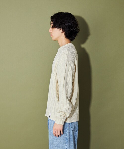 CITEN(シテン)の「<CITEN>エッセンシャルケーブルニット(ニット/セーター・メンズ・ダークグレー/ネイビー/ワインレッド/オフホワイト・M/L)」の15枚目の写真