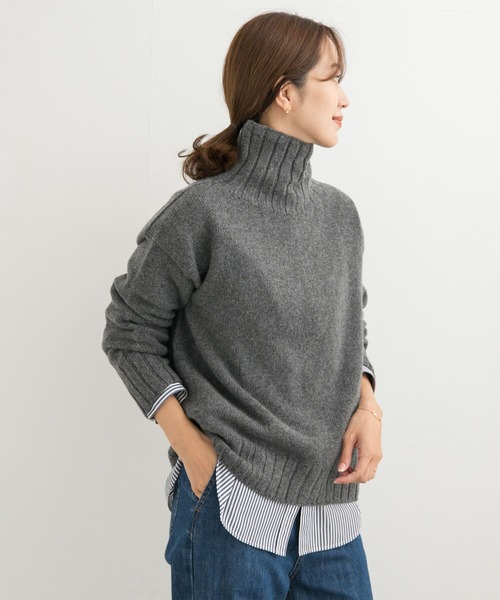 ISLAND TIDES（アイランドタイド）の「『別注』Island Tides×DOORS　タートルネック（ニット/セーター・レディース・ライトブラウン/グレー/アイボリー/ブルー・ONE）」の10枚目の写真