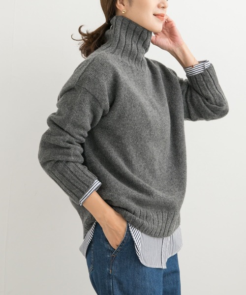 ISLAND TIDES（アイランドタイド）の「『別注』Island Tides×DOORS　タートルネック（ニット/セーター・レディース・ライトブラウン/グレー/アイボリー/ブルー・ONE）」の11枚目の写真