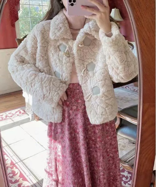 WEGO(ウィゴー)の「WEGO/もこもこショートファーダッフルコート(ダッフルコート・レディース・アイボリー/ホワイト・LARGE/MEDIUM)」の14枚目の写真