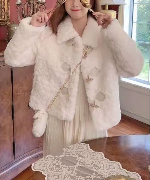 ホワイトファーダッフルコート セール】WEGO/【25年AW】もこもこショートファーダッフルコート