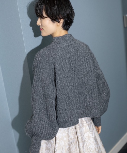 OPAQUE.CLIP(オペークドットクリップ)の「◆《美人百花掲載》ミドルゲージショートワイドリブニット【洗濯機洗い可】(ニット/セーター・レディース・ライトブルー/レッド系1/ダークグレー/オフホワイト・38/36/40)」の8枚目の写真