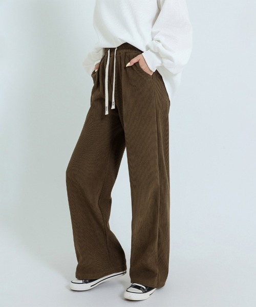 Miniministore(ミニミニストア)の「裏起毛 コーデュロイパンツ ハイウエスト(スラックス・レディース・カーキブラウン/ブラック/チャコールグレー/アイボリー/ピンク/ダークブラウン系/ダークブラウン/アイボリー系/グレー系/ブラウン系/ブラック系/ピンク系・FREE)」の9枚目の写真