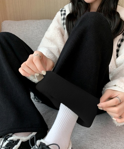 Miniministore(ミニミニストア)の「裏起毛 コーデュロイパンツ ハイウエスト(スラックス・レディース・カーキブラウン/ブラック/チャコールグレー/アイボリー/ピンク/ダークブラウン系/ダークブラウン/アイボリー系/グレー系/ブラウン系/ブラック系/ピンク系・FREE)」の2枚目の写真