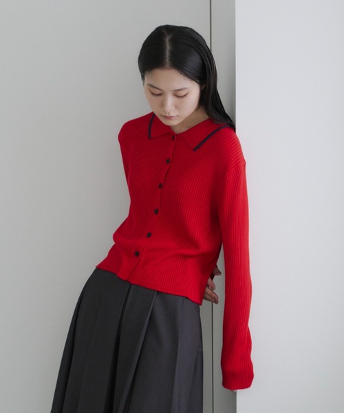 【haek】配色リブニットトップス haek(ハク)の「color scheme rib knit tops/配色リブニット