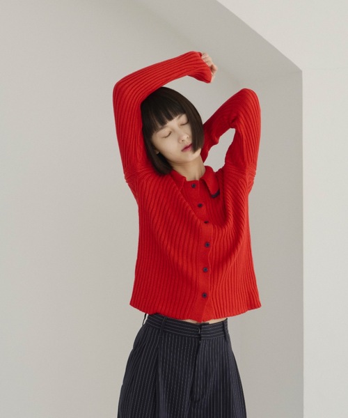 【haek】配色リブニットトップス haek（ハク）の「color scheme rib knit tops/配色リブニット