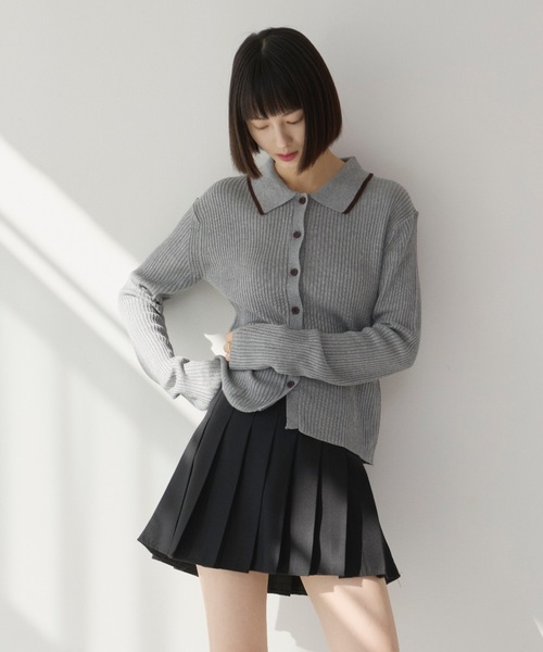 haek（ハク）の「color scheme rib knit tops/配色リブニットトップス（ニット/セーター・レディース・グレー/ブルー/レッド・FREE）」の13枚目の写真