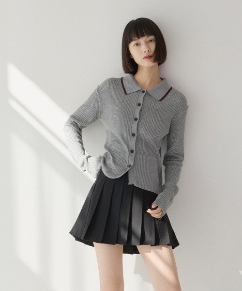 haek（ハク）の「color scheme rib knit tops/配色リブニットトップス（ニット/セーター・レディース・グレー/ブルー/レッド・FREE）」の14枚目の写真