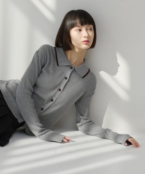配色リブニットトップス/haek haek(ハク)の「color scheme rib knit tops/配色リブニット