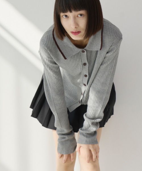 【haek】配色リブニットトップス haek（ハク）の「color scheme rib knit tops/配色リブニット