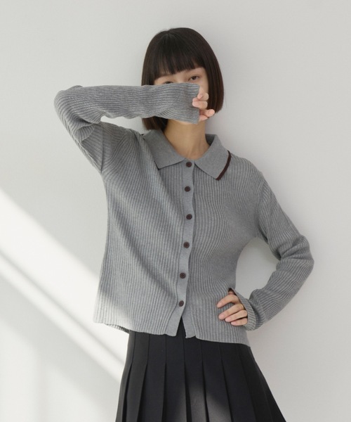 haek（ハク）の「color scheme rib knit tops/配色リブニットトップス（ニット/セーター・レディース・グレー/ブルー/レッド・FREE）」の7枚目の写真